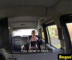 Busty taxi amateur fucked in backseat pov