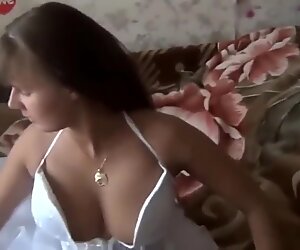Cute amateur italian girl in a wedding dress