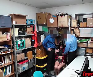 Notorious teen thief punish fucked by two LP officer