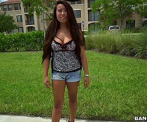 Amateur chick Sasha Yamagucci takes money to have sex in the van