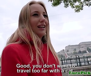 Pickedup european teen riding dick after bj