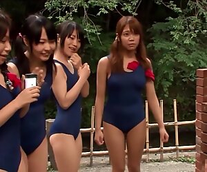 Japanese schoolgirls asked a guy to show his cock