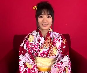 Dazzling casting along kimono girl Chiharu