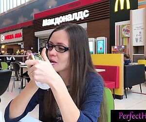 Brunette Public Suck Cock and Cum in Mouth on a Ferris Wheel
