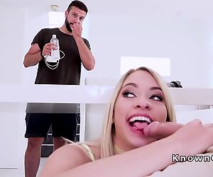 Blonde teen bangs big cock bros friend